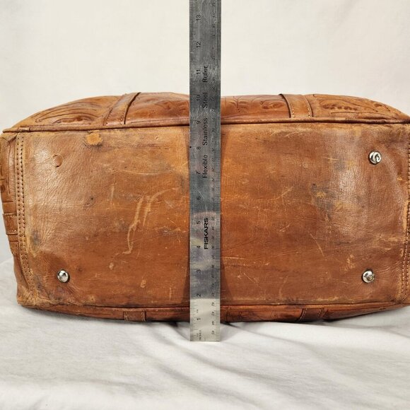 Force Ten West Authentic Handmade Leather Large Duffle Bag Vtg  British Tan - Picture 9 of 12